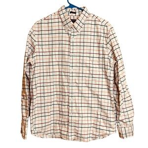 J. Crew Flex Oxford Slim size L Men's Checker Button Down Cotton Shirt